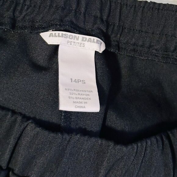 Allison Daley Womens Black Petite Short Elastic Waist Dress Pants Size 14PS EUC - Picture 3 of 3